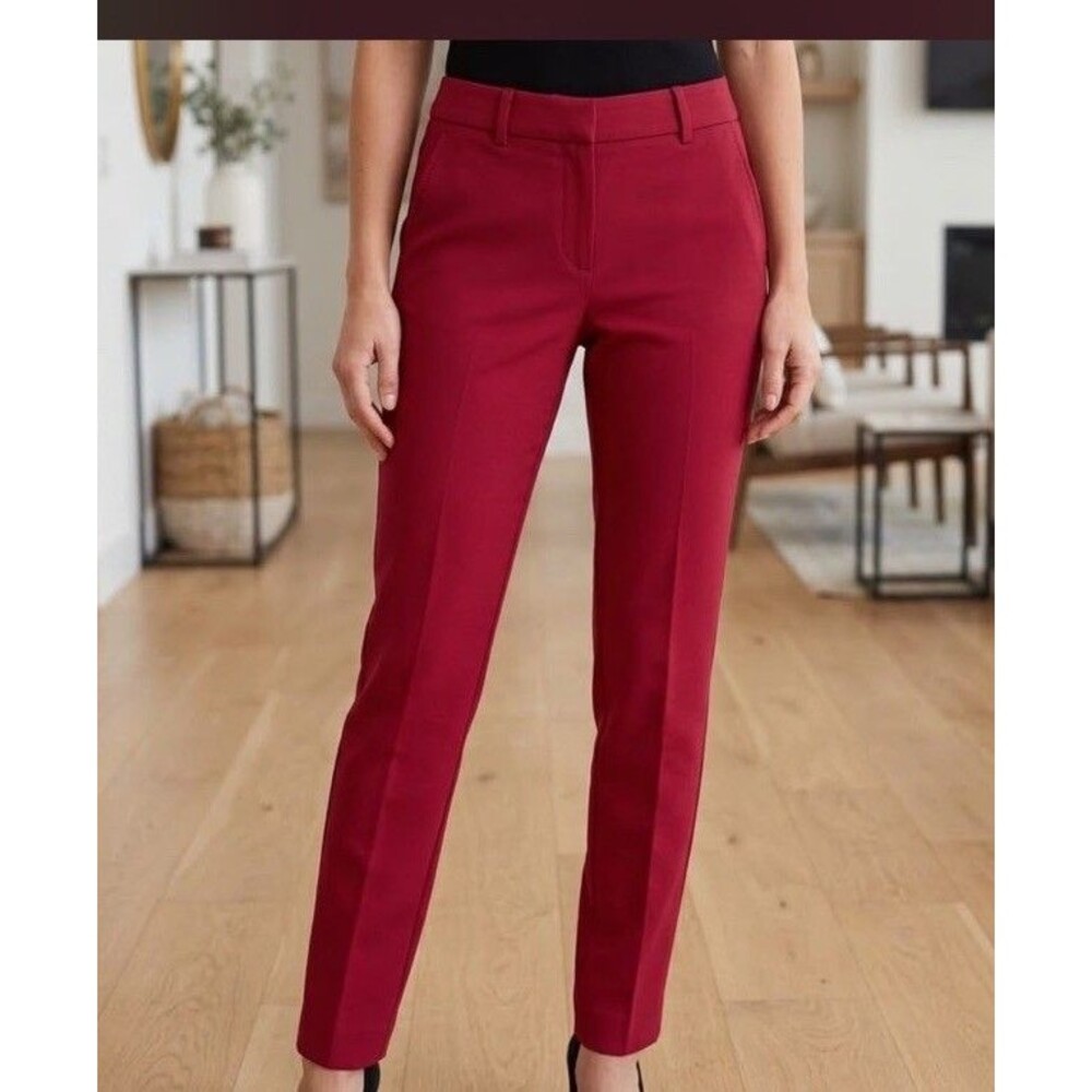 White House Black Market Red Slim Ankle Pants Sz 0 Career Business Casual Pants